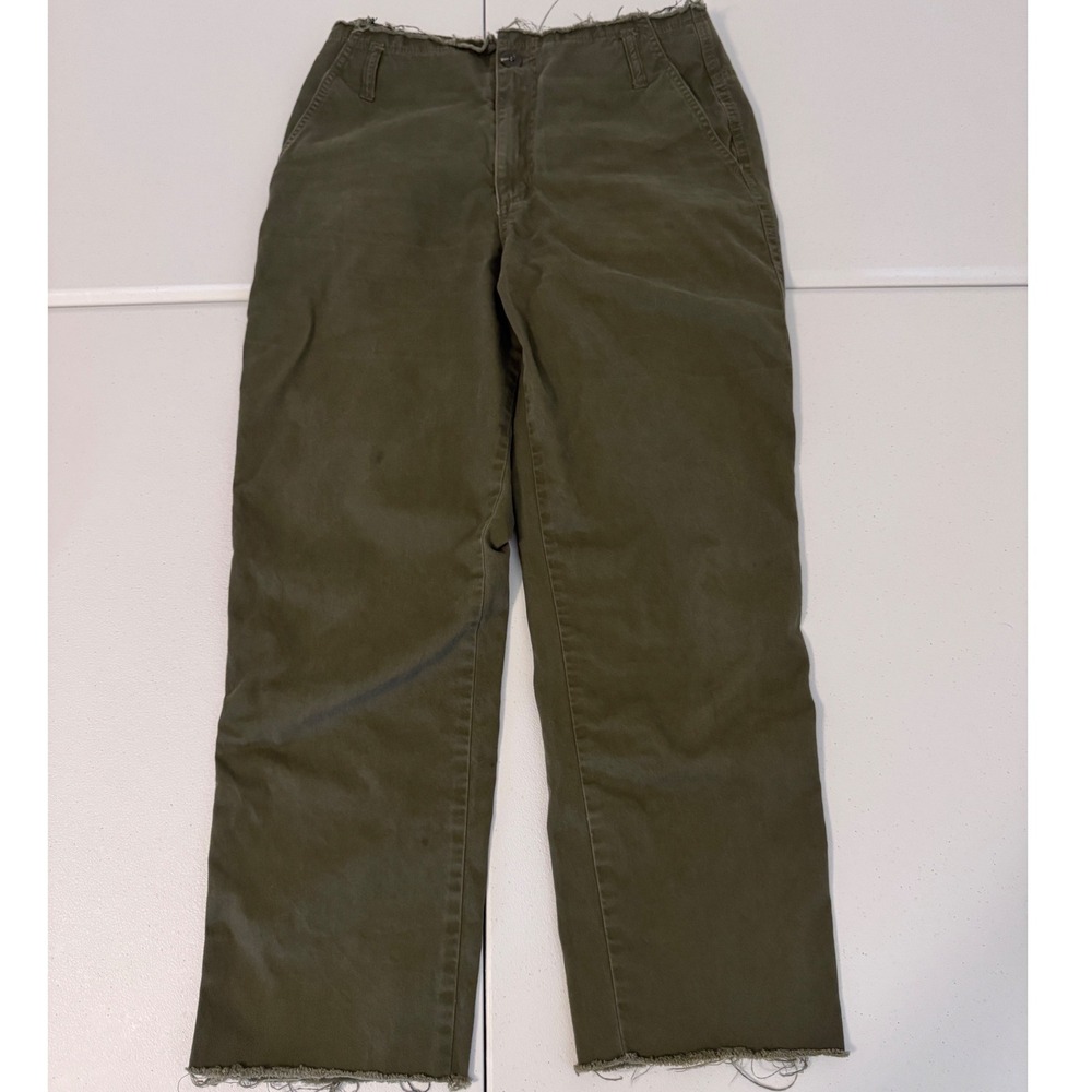Nobody Denim Siena Jean Olive‎ Green Super High Rise Slim Ankle Raw Hem 30 k3